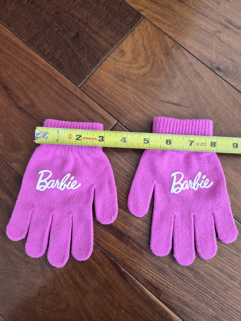 Barbie Girls Hot Pink Knit Beanie Pom Hat & Gloves Set - Picture 8 of 12